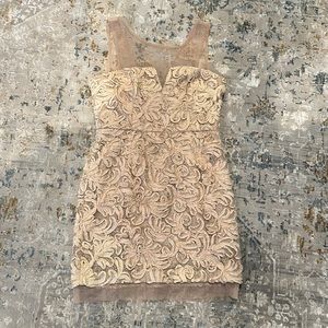 BCBGMaxazria Tan Mini Formal Dress